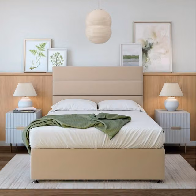 Bedmaster Plush Velvet Upholstered Divan Base with Storage Drawers and Lined Headboard, 135cm