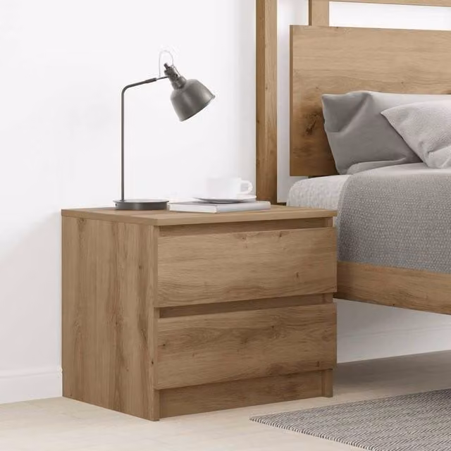 Berkfield Home Timeless Bedside Cabinet in Artisan Oak Brown, W/D/H: 50 x 40 x 43.5 cm – 1
