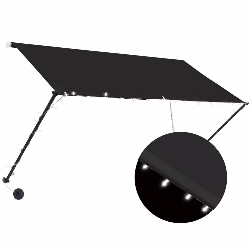Berkfield Home Retractable Manual Awning with LED, Anthracite and Black, W/D/H: 250 x 150 cm – 3