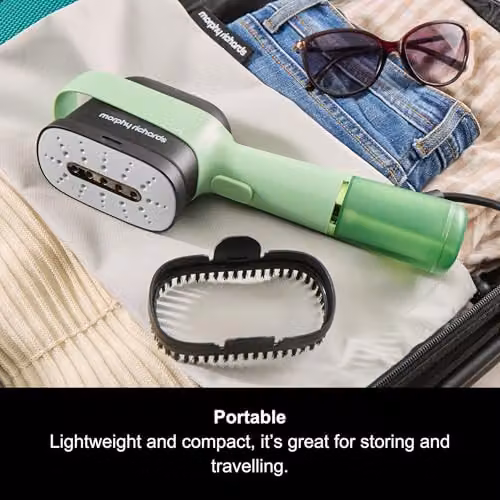 Morphy Richards Vibe Handheld Vertical Garment Steamer with Brush Attachment, Green – 2
