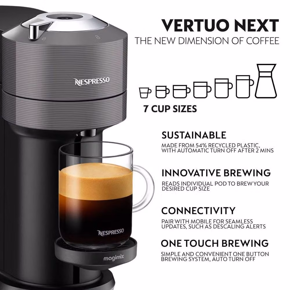 Nespresso Vertuo Next Capsule Recognition Coffee Machine, Grey – 3