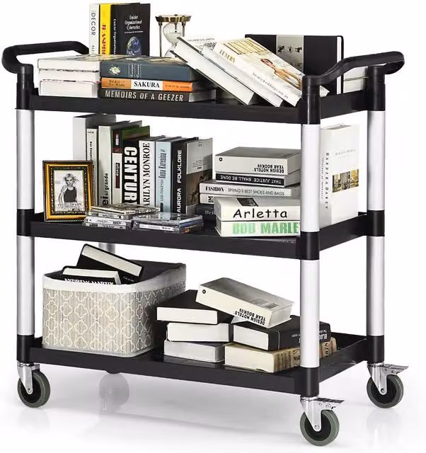 Costway Heavy Duty 3 Tier Kitchen Storage Service Trolley in Black – 1