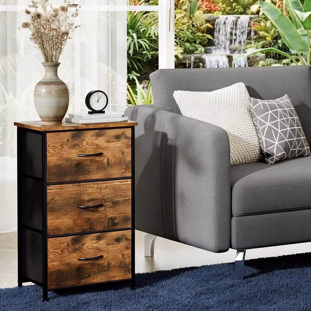 VOGREX 3-Drawer Brown Wood Dresser Chest of Drawers – 4