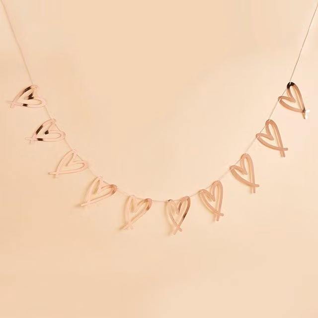 Club Green Rose Gold Heart Party Garland, 2m