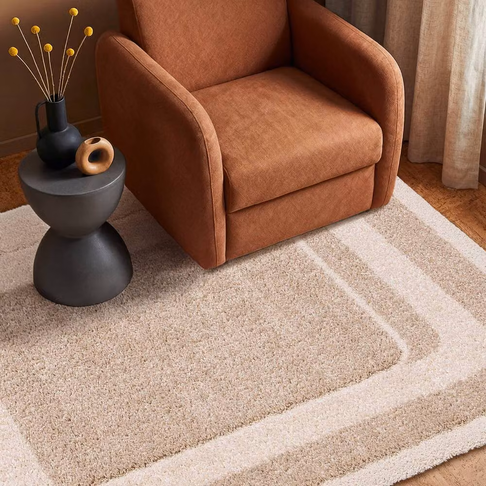 sweeek Indoor Rug with Beige and Cream Abstract Graphic Pattern, W: 160 cm, L: 230 cm – 2
