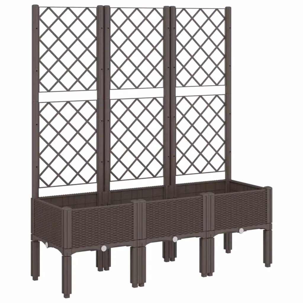 Berkfield Home Garden Planter with Trellis in Brown, W/D/H: 120 x 40 x 142 cm – 2