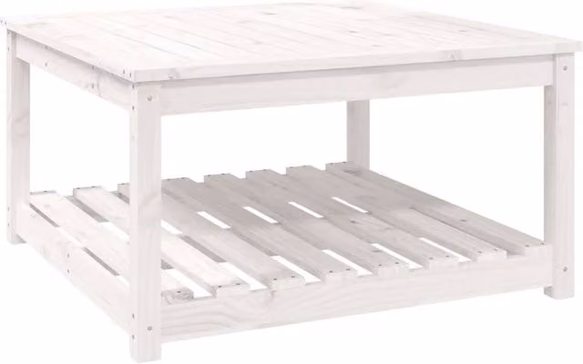 Berkfield Home White Solid Pine Square Garden Table W/D/H: 82.5 x 82.5 x 45 cm – 1