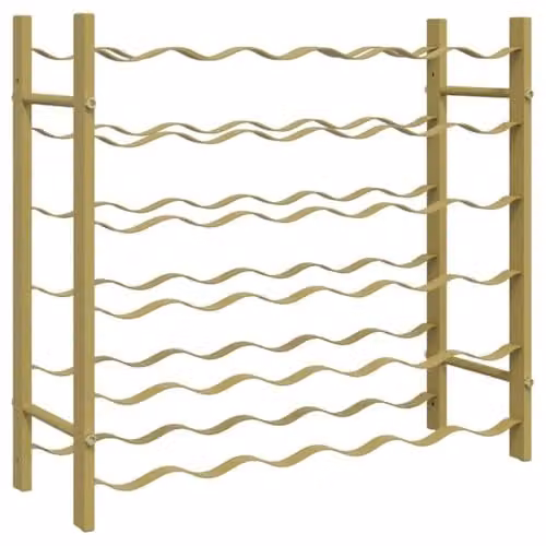 vidaXL Modern Gold Metal Wine Rack for 36 Bottles, H 65.0 x W 58.5 x D 22.0 cm