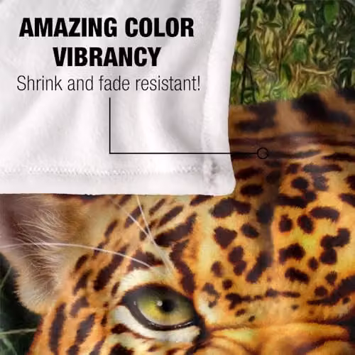 JQ Licensing JLo Leopard Hunting Silky Touch Super Soft Fleece Throw Blanket, White and Multicolour, W/D/H: 152 x 127 cm – 3