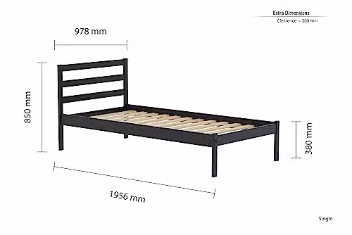Birlea Luka Single Bed Frame in Black and Brown Solid Pine Wood, W/D/H: 90 x 190 x 85 cm – 2