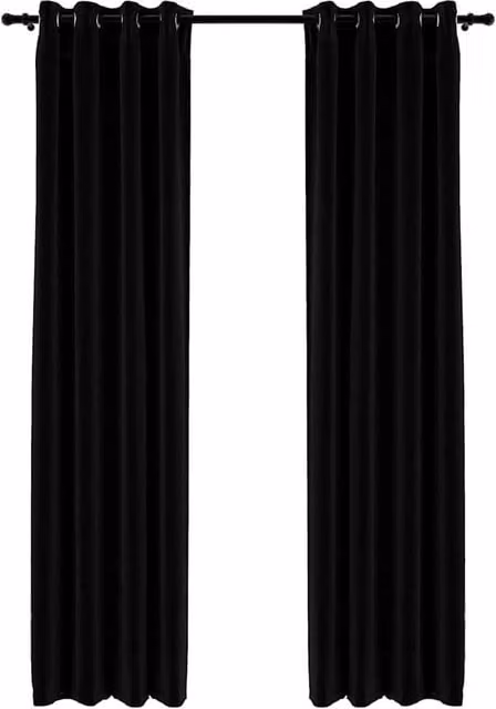 Berkfield Linen-Look Blackout Curtains with Eyelets, 2 Pack, Black, W: 140 cm, H: 245 cm