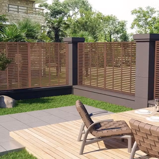 Berkfield Home Louver WPC Fence, Brown, W/H: 180 x 180 cm – 1