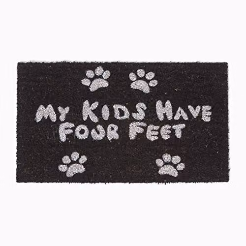Homescapes Four Feet Paws Coir Doormat, Black and White, W: 70 cm, D: 40 cm – 1