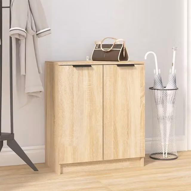 Berkfield Home Sonoma Oak Shoe Cabinet in Brown, W: 59 cm, D: 35 cm, H: 70 cm