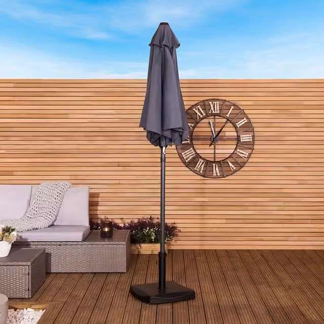 Charles Bentley Black Steel Freestanding Market Parasol, Diameter: 200 cm