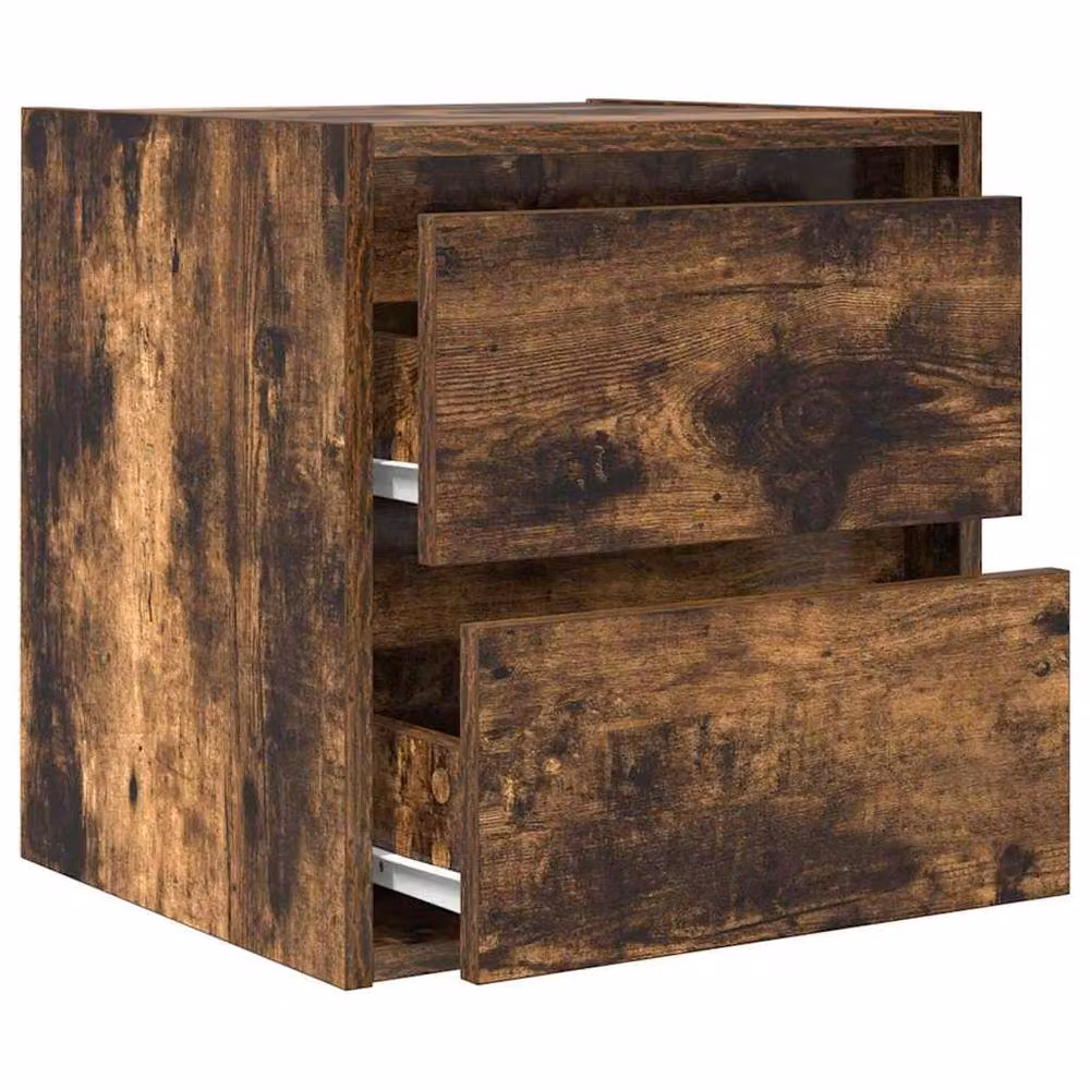 Berkfield Home Wall-mounted Bedside Cabinet in Smoked Oak Brown, W: 38 cm, D: 34 cm, H: 40 cm – 3