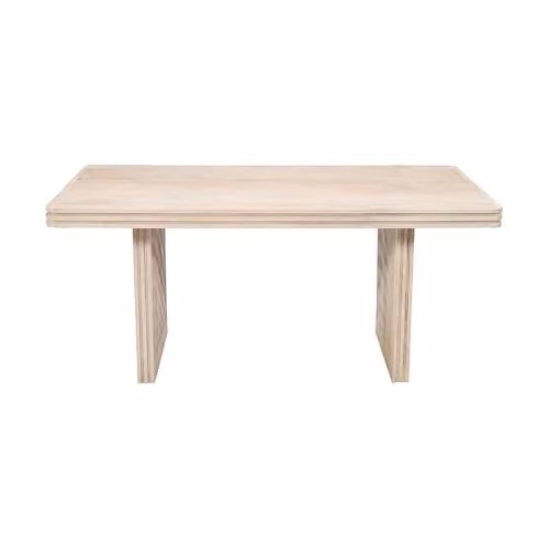 Indian Hub Hudson Carved 6 Seater Mango Wood Dining Table in Brown and Beige, W: 165 cm, D: 90 cm, H: 78 cm