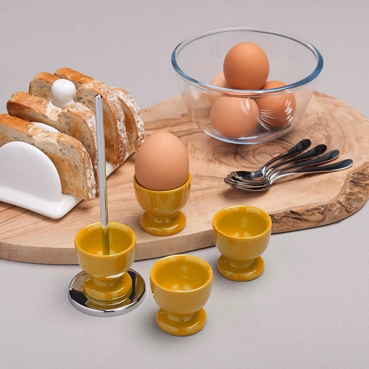 Zeal Stack and Store Egg Cup Set of 4 with Chrome Stand in Yellow Melamine – 2