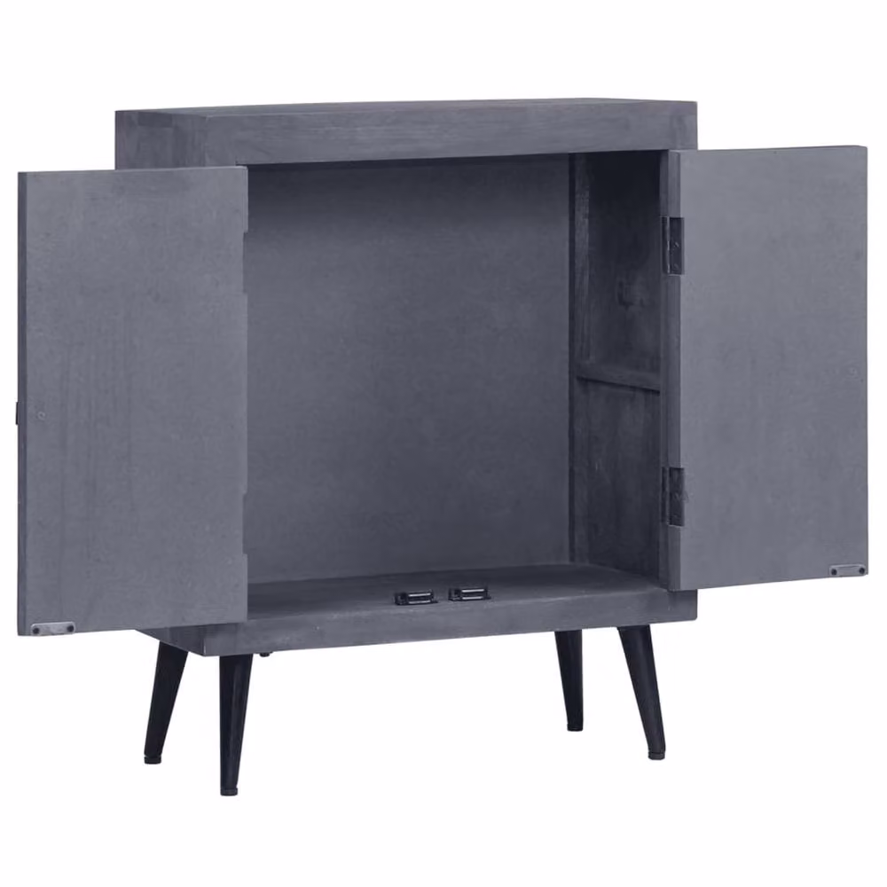 Berkfield Home Mid Century Solid Mango Wood Sideboard in Grey, W/D/H: 60 x 30 x 76 cm – 2