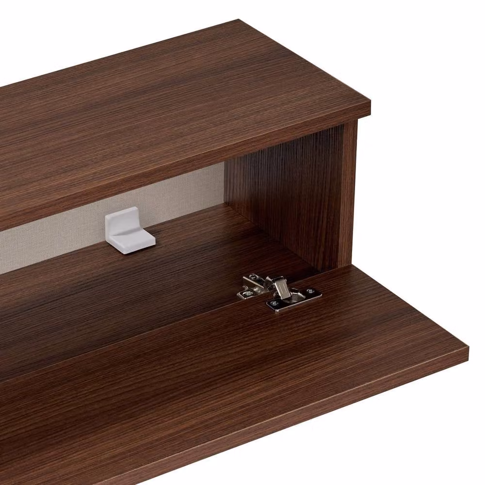 CALICOSY ROY Wall-Mounted TV Unit with 2 Drop-Down Doors in Walnut Brown, Width: 140 cm – 1