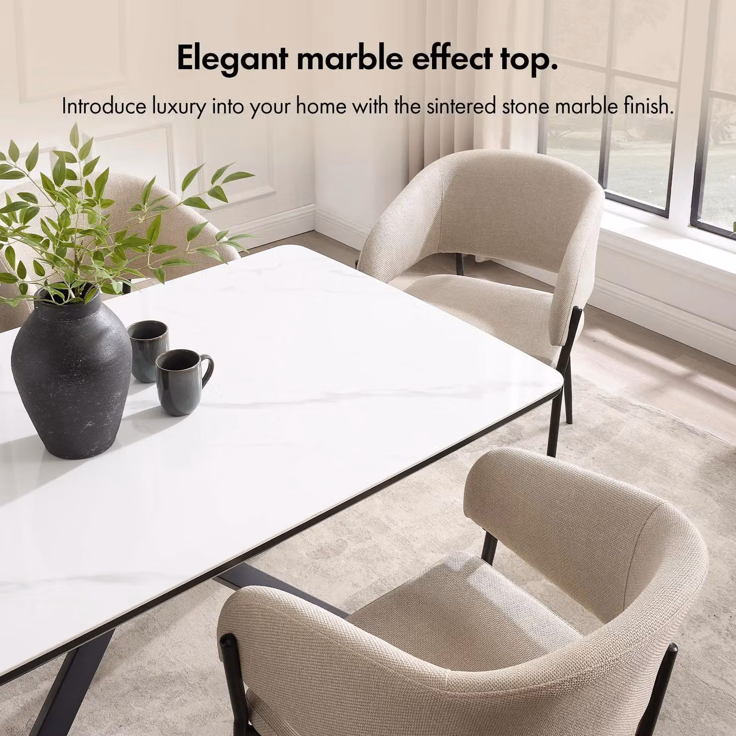 Spinningfield Atherton Rectangular 6 Seater White Marble Effect Ceramic Dining Table W/D/H: 160 x 90 x 75 cm – 3