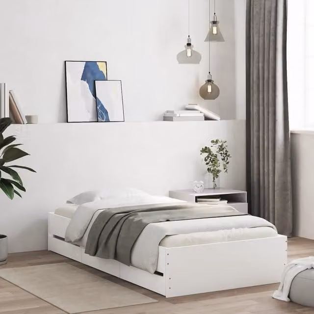 Berkfield Home Small Single Bed Frame with Drawers, White – 1