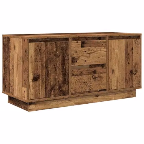 vidaXL Modern TV Cabinet in Brown Oak with Integrated LED Lighting, 2 Doors and Media Compartments, W/D/H: 100 x 41 x 50 cm