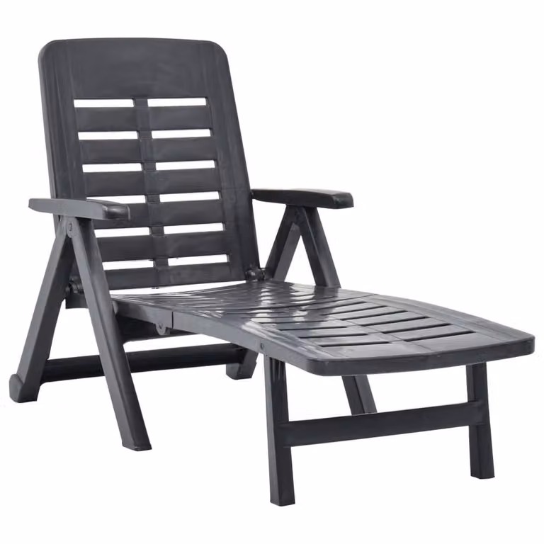 Berkfield Home Folding Sun Lounger in Anthracite Grey with Adjustable Headrest and Armrests