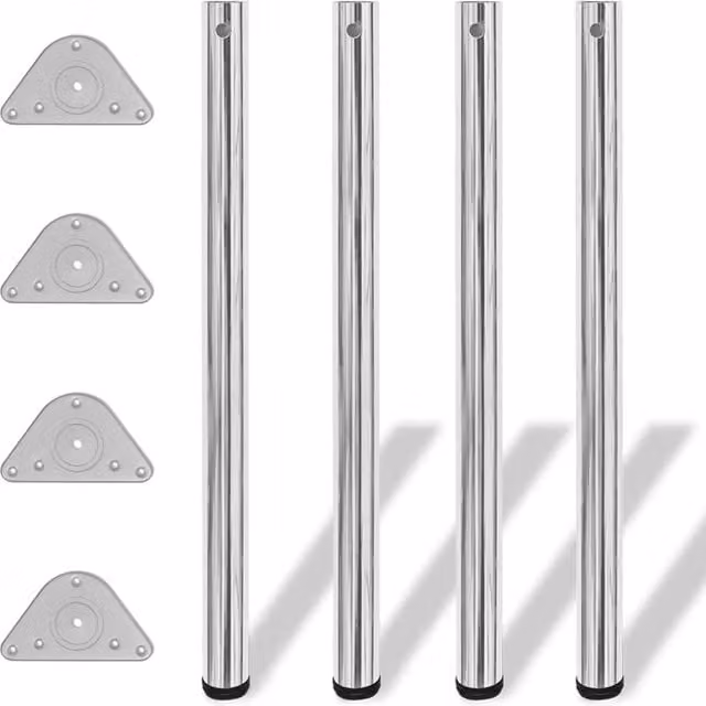 Berkfield Home Height Adjustable Table Legs, 4 Pack, Chrome Silver, Height: 87 cm