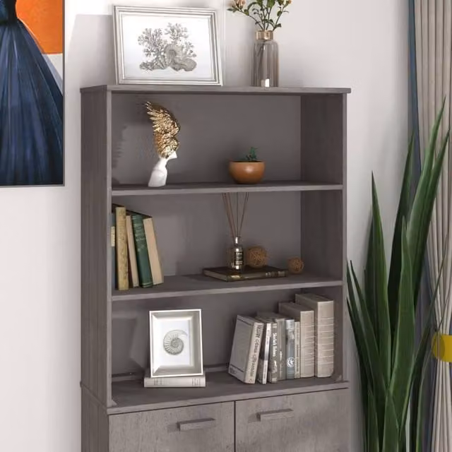 Berkfield Home HAMAR Highboard Top in Light Grey Solid Pine Wood, W/D/H: 85 x 35 x 100 cm – 1
