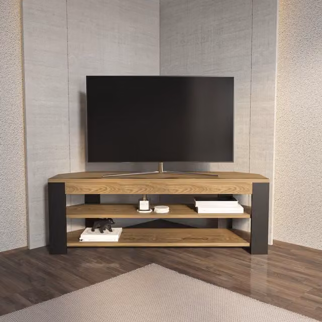 Decorotika Rita Corner TV Unit in Brown and Black