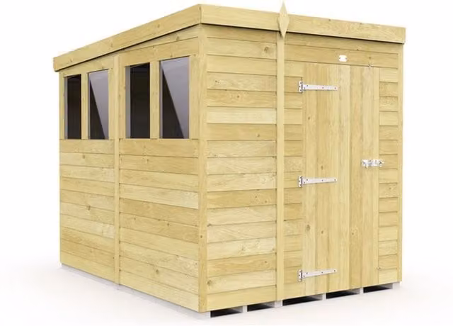 Buttercup Farm Brown Pent Shed with Single Door and Windows, L231 x W185 x H201 cm – 1