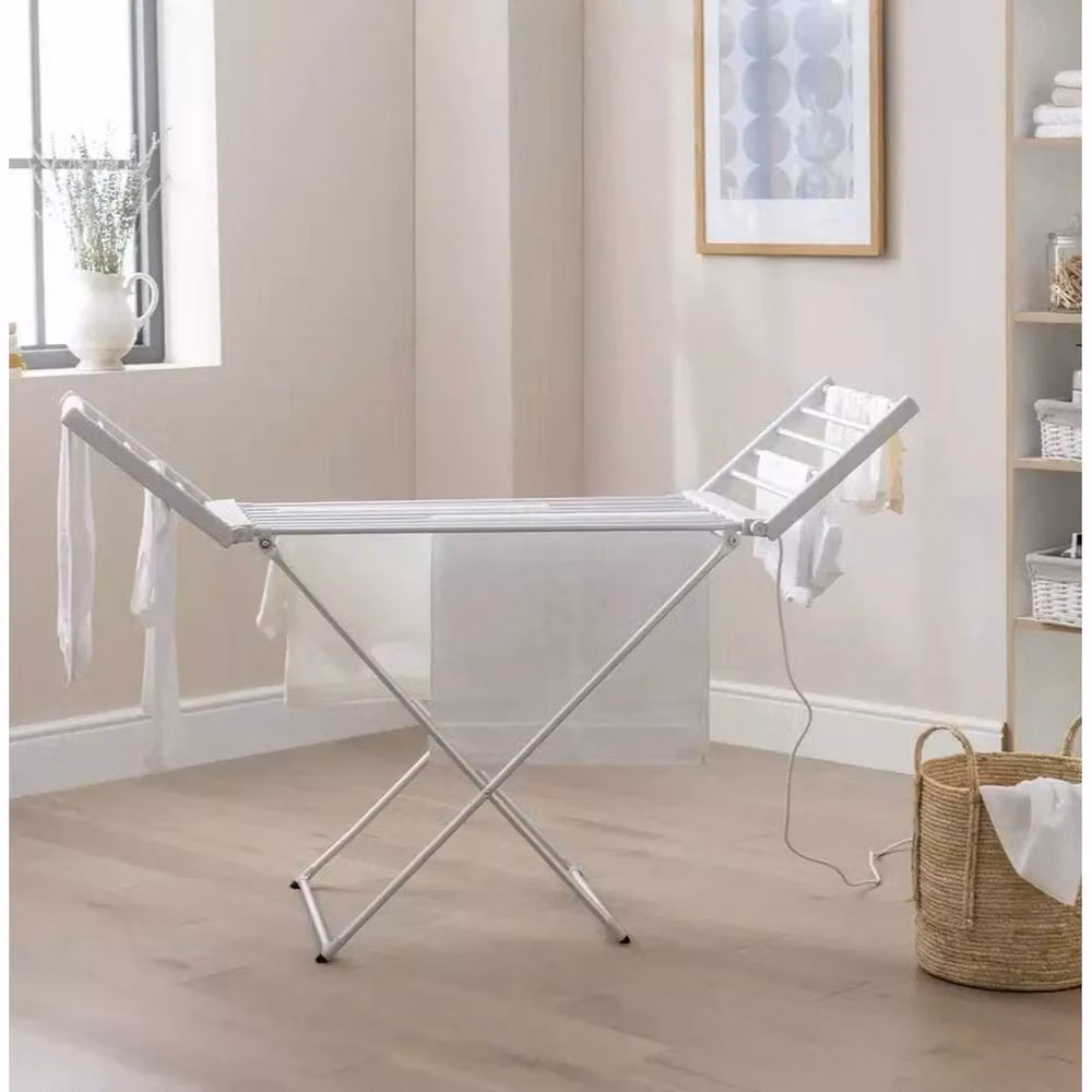PAWNORA 11m Heated Clothes Airer with Wings in White – 2
