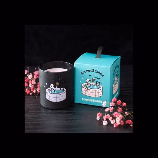 KDMD Coconut Coffins Scented Candle in Tropical Dark Mystery, Black, 28 g – 1