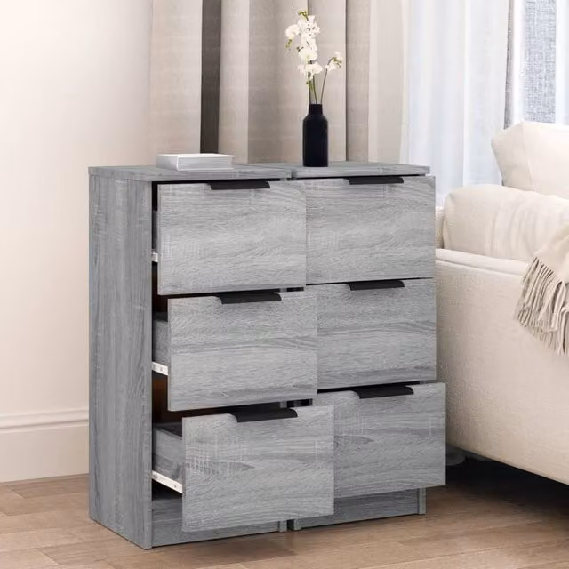 Berkfield Home Set of 2 Modern Grey Sonoma Sideboards in Engineered Wood W/D/H: 30 x 30 x 70 cm – 1