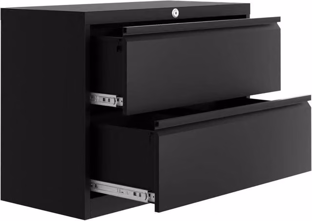 KORVIXA 2-Drawer Metal File Cabinet with Lock in Matt Black, W/D/H: 40.0 x 40.0 x 72.1 cm – 1