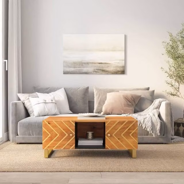 Berkfield Home Industrial Mango Wood Coffee Table in Brown and Black, W: 100 cm, D: 54 cm, H: 40 cm – 1