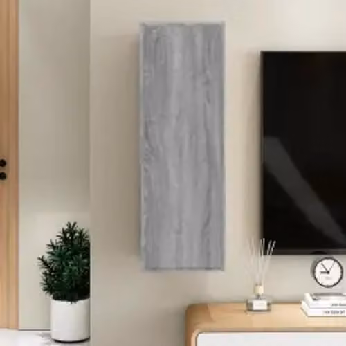 vidaXL Modern Wall Mounted Grey TV Cabinet with Hinged Doors and Internal Shelves, W/D/H: 30.0 x 30.5 x 90.0 cm – 2