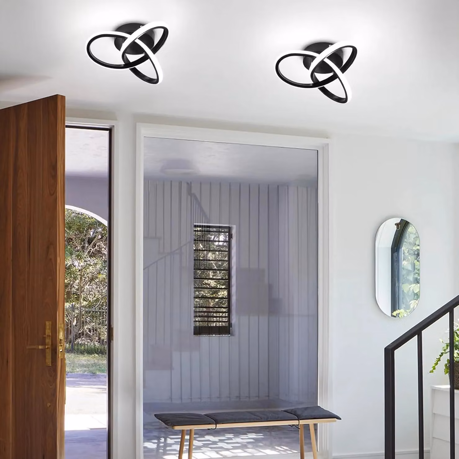 COMELY Modern Clover-Shaped LED Ceiling Light, 22W, 6500K Cool White, Black – 4