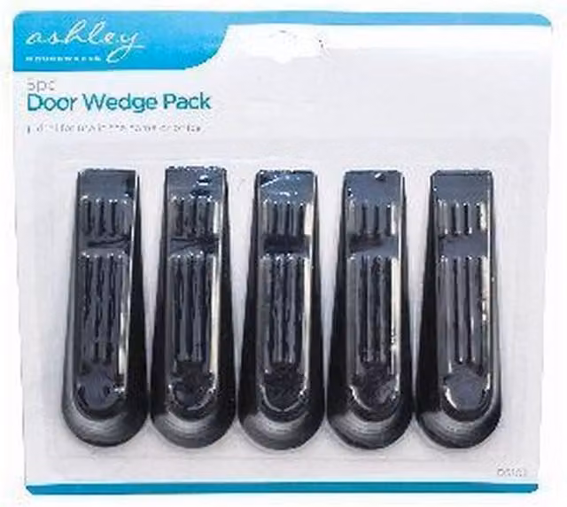 Ashley Black Rubber Wedge Door Stops, Pack of 5
