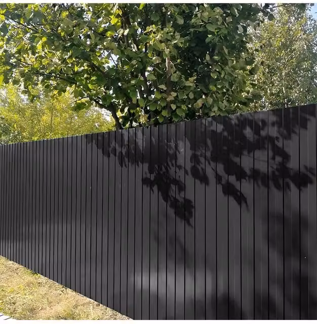 Living and Home Set of 12 Black Powder Coated Steel Corrugated Metal Panels W/D/H: 115 x 45 x 12 cm
