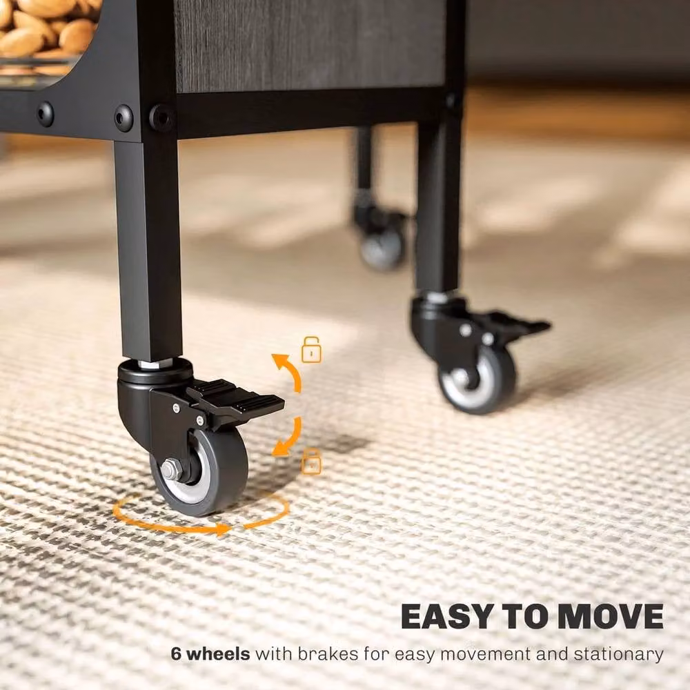 PAWNORA Mobile Drop Leaf Dining Table with Castors in Grey – 4