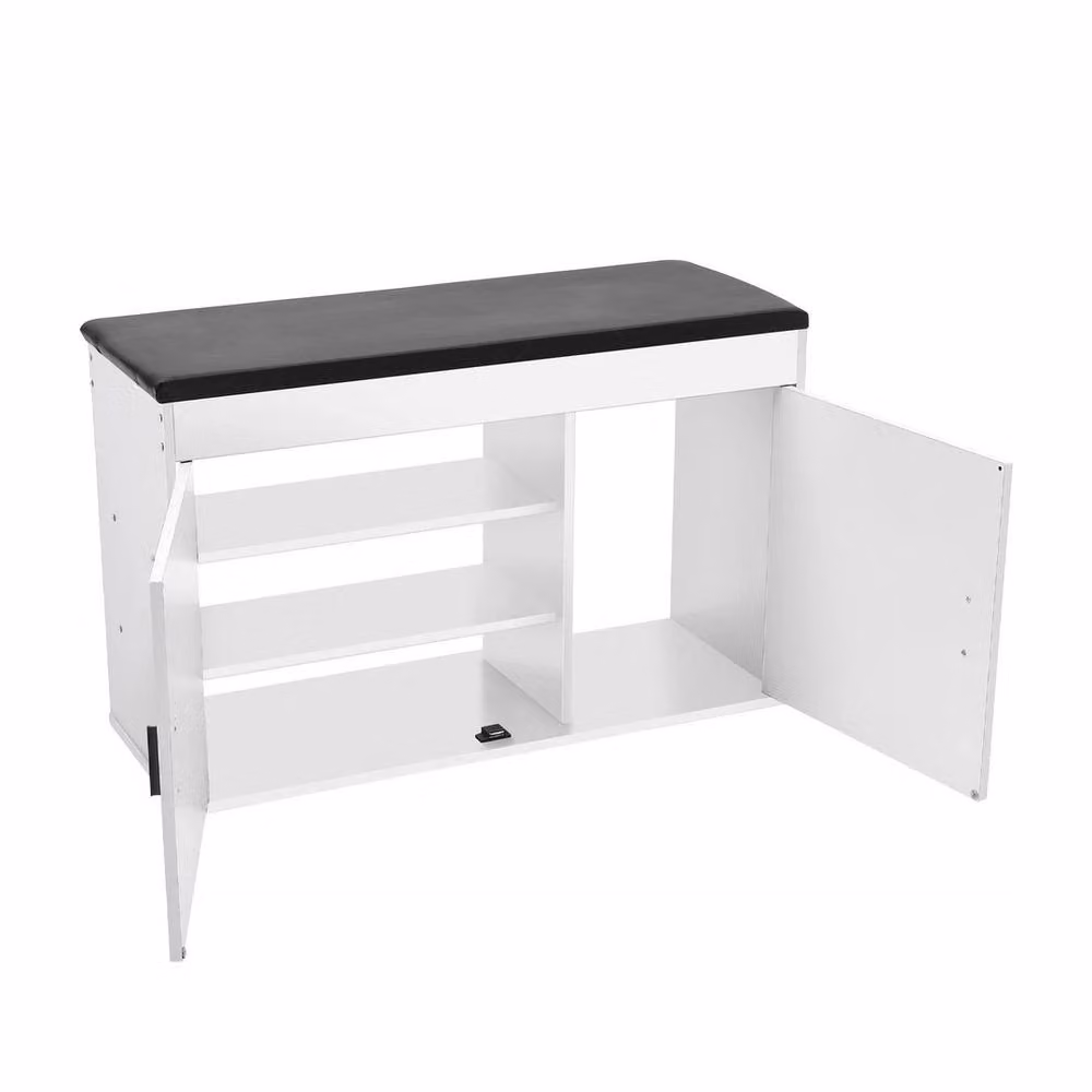 EONLION White Upholstered Shoe Storage Bench for Hallways, Width: 100 cm – 4