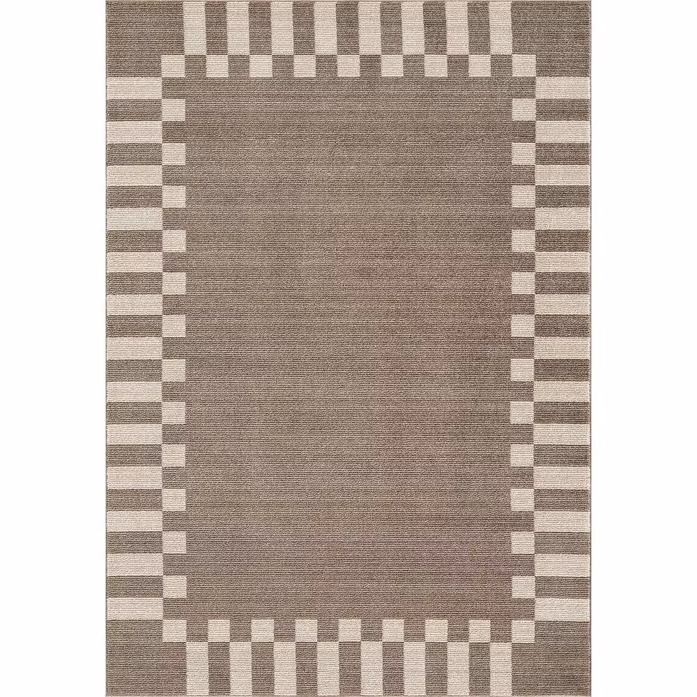 Livabliss Fifth Avenue Checked Border Rug in Brown, W/D: 200 x 275 cm – 2