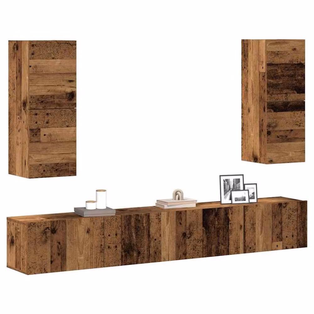 Berkfield Home Classic 4 Piece Wall-Mounted TV Cabinet Set in Brown Engineered Wood – 2