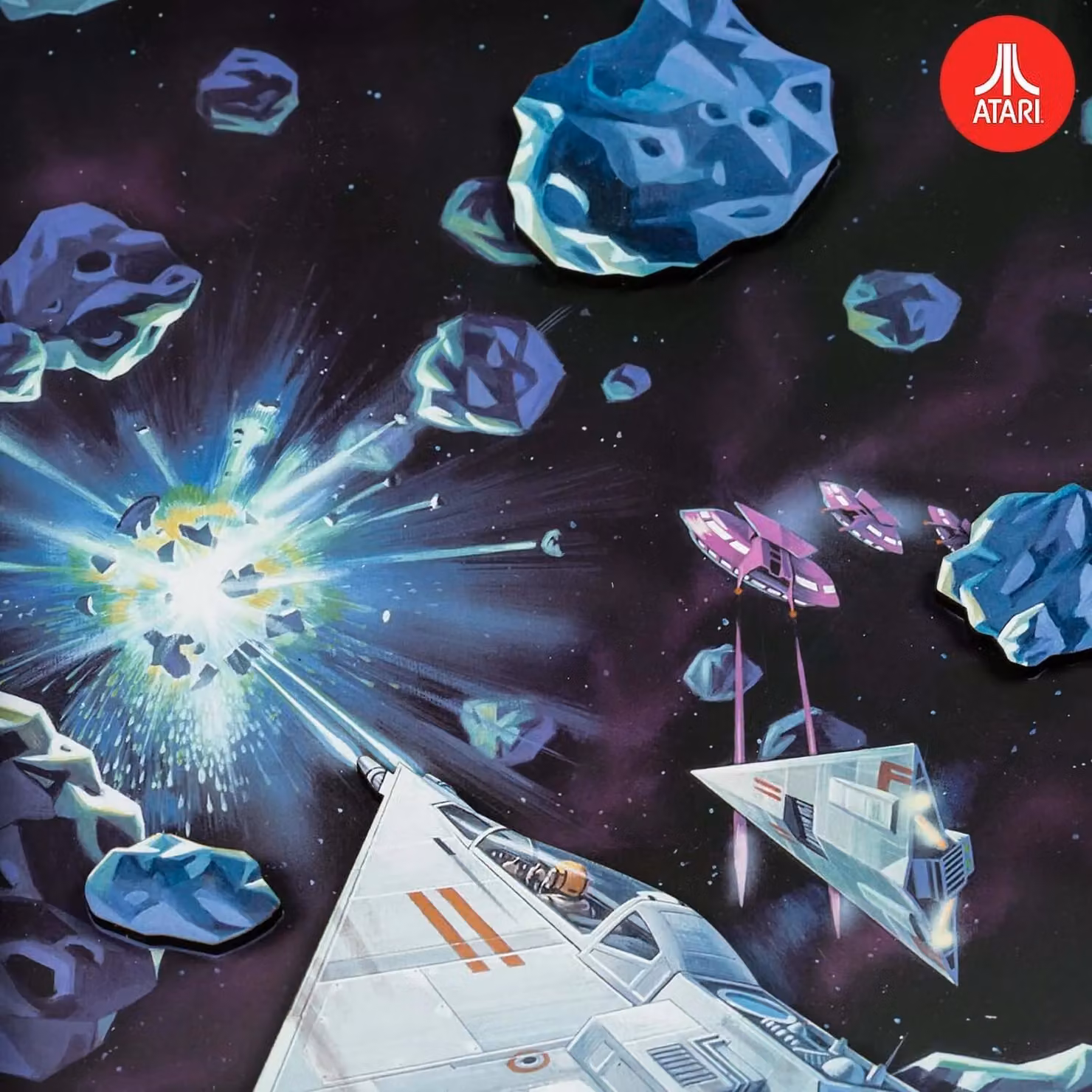 Thumbs Up Official Atari Asteroids 3D Canvas Wall Art in Black and Multicolour, W: 33.8 cm, H: 25.0 cm – 4