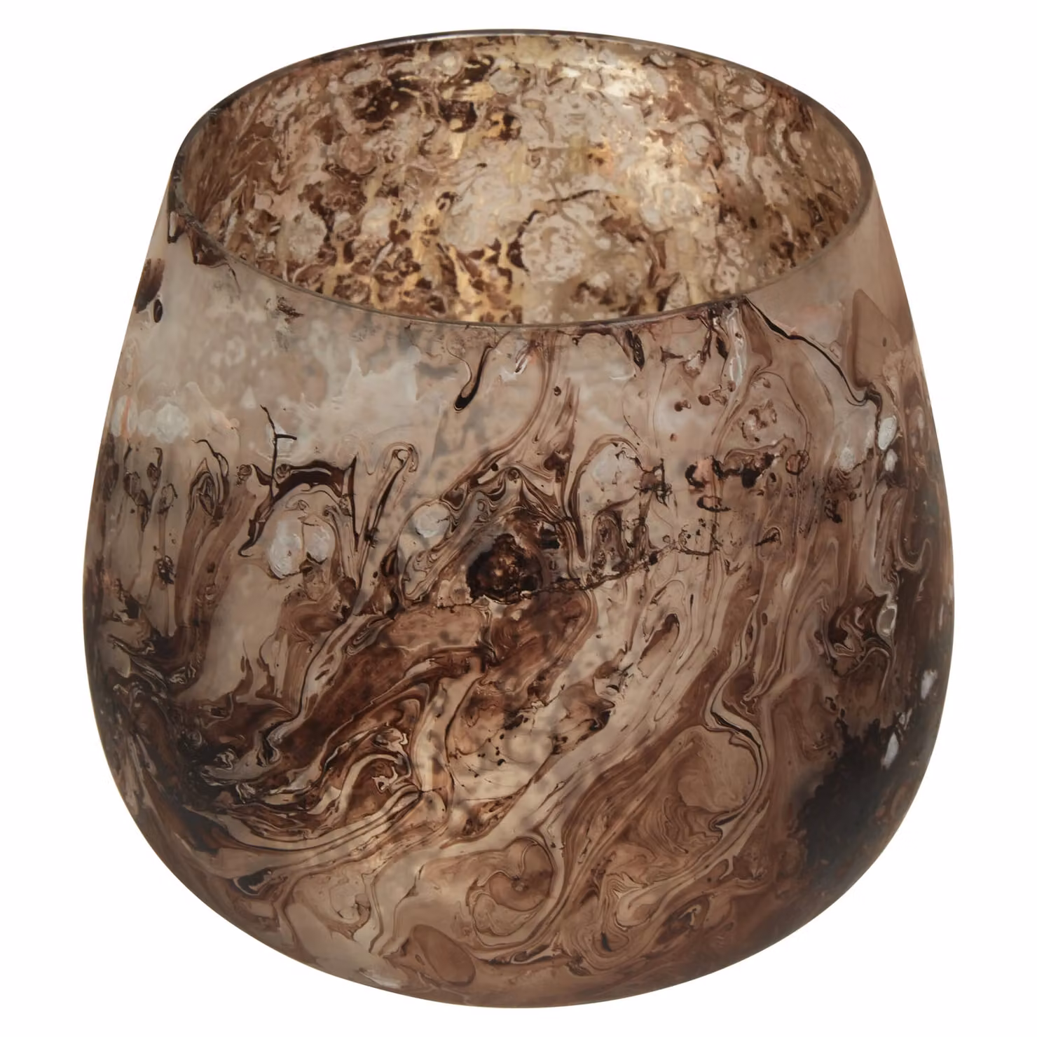 Orsina Abstract Round Glass Tealight Candle Holder in Brown and Silver – 3