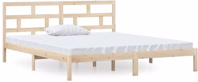 Berkfield Home Double Solid Wood Pine Bed Frame, Brown, W: 135 cm, L: 190 cm