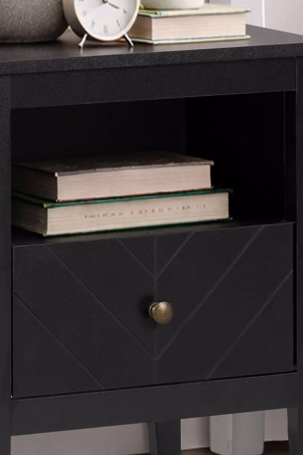 Birlea Emerson Modern Geometric Metal Bedside Cabinet in Black W/D/H: 40 x 45 x 54 cm – 2