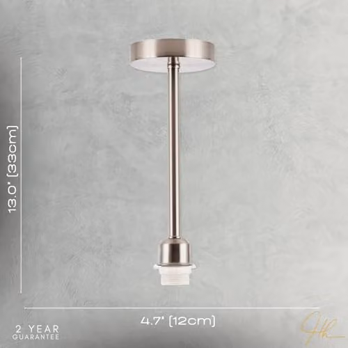 Happy Homewares Metal Industrial Ceiling Light Fitting in Silver, W/D/H: 12 x 12 x 33 cm – 2